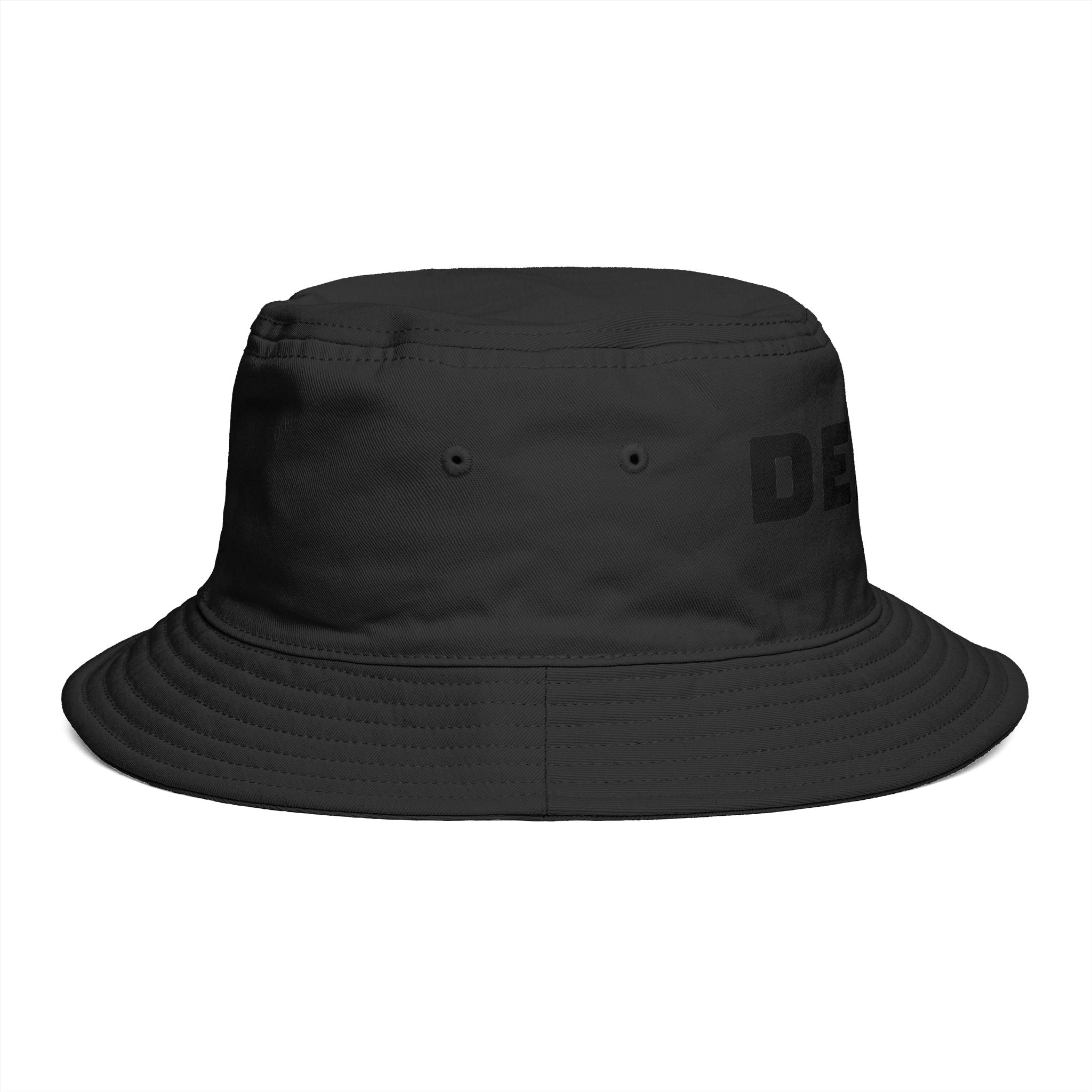 DELUX Brown Bucket Hat — Retro Logo Casual Sun Hat