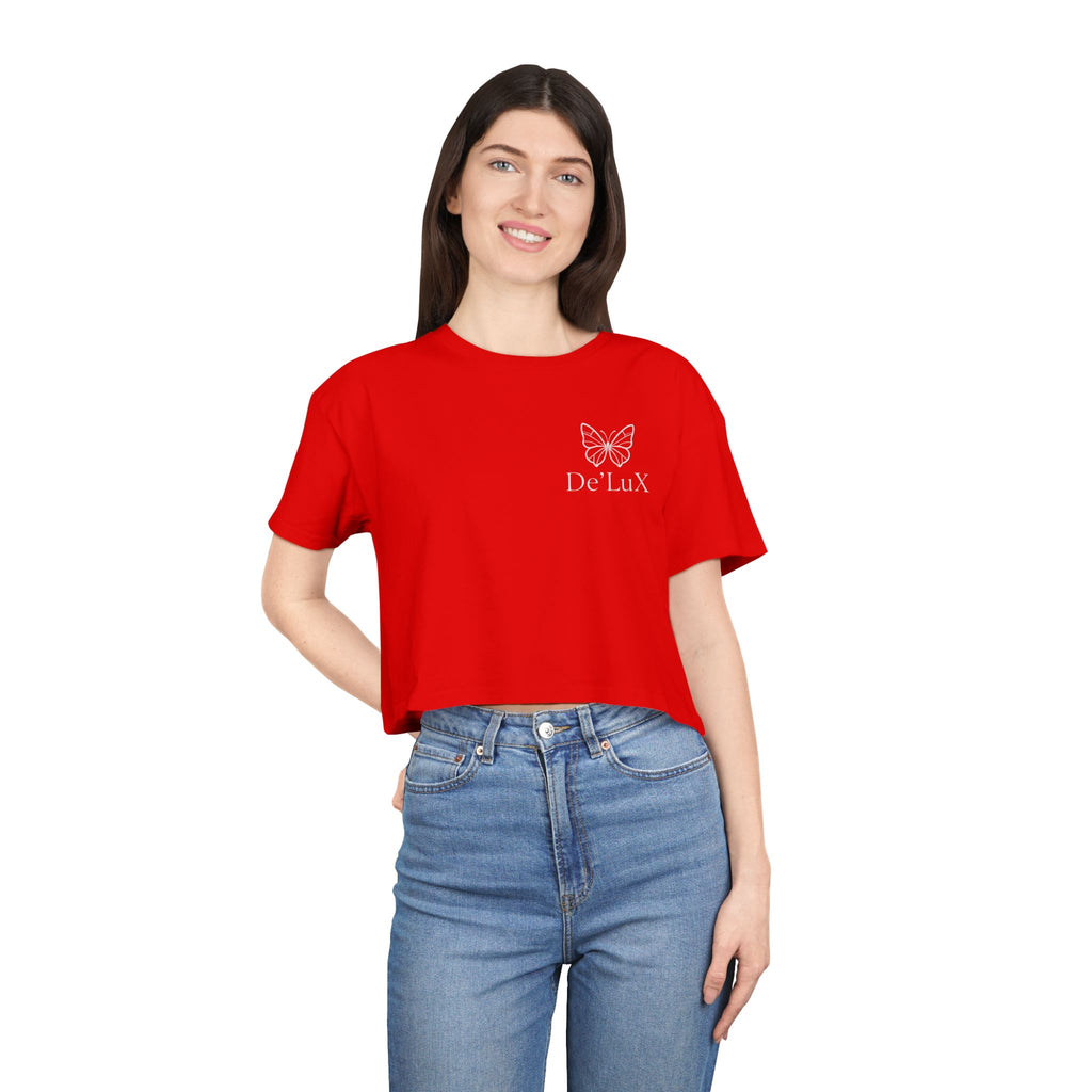 De'LuX Butterfly Women's Crop Tee - Feminine Casual Top