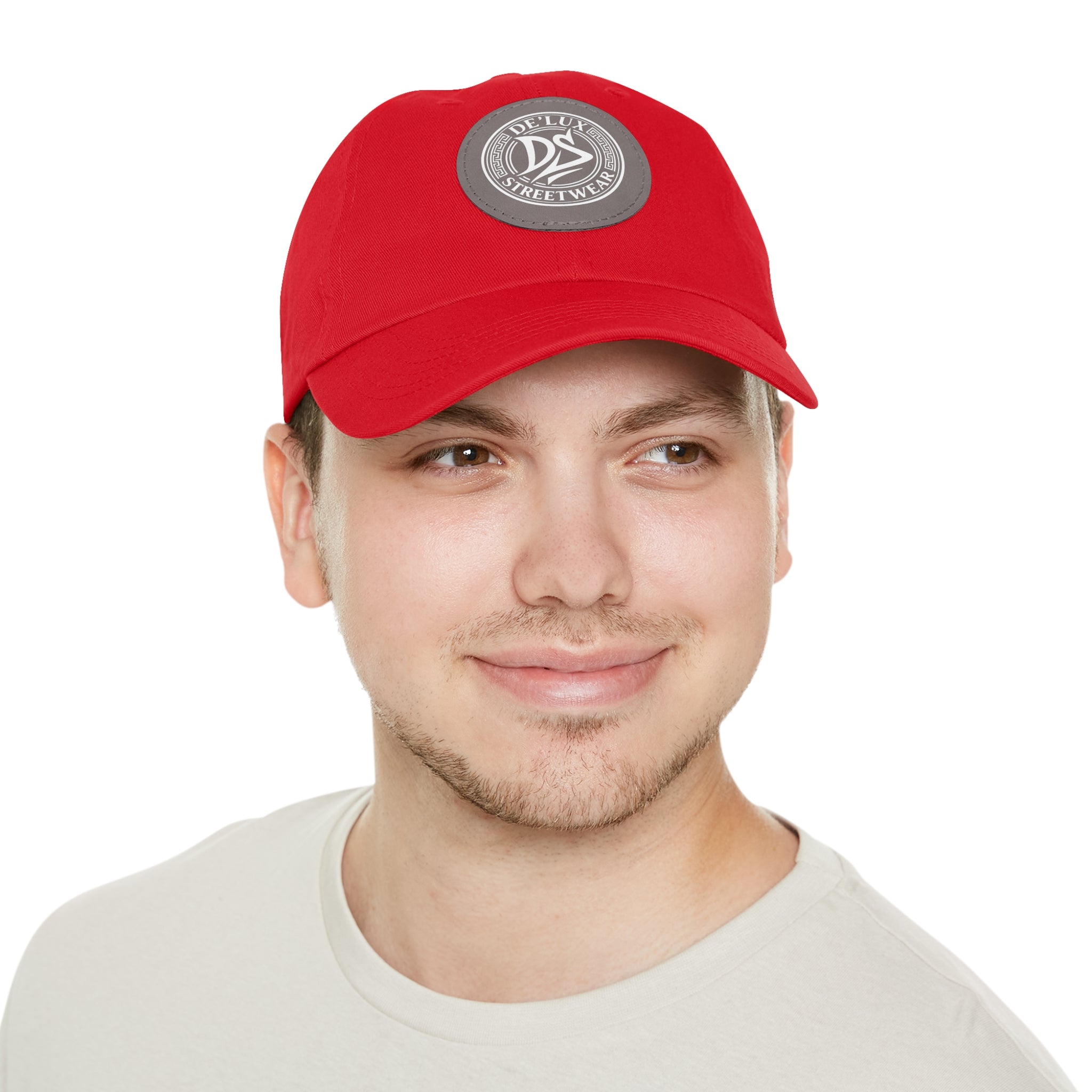 Deluxe Streetwear Leather Patch Dad Hat — Round Logo Cap