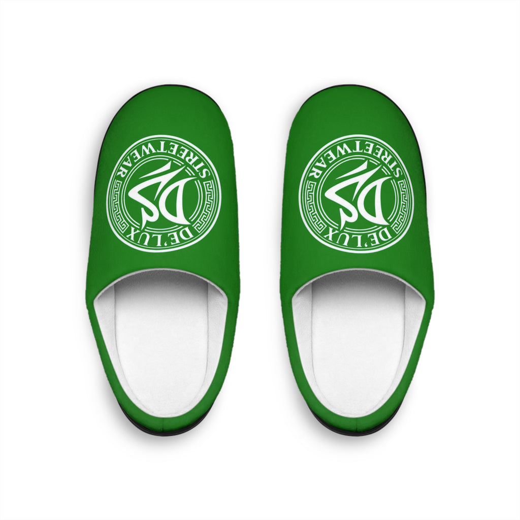 Green 'Deluxe Streetwear' Logo Men's Indoor Slippers