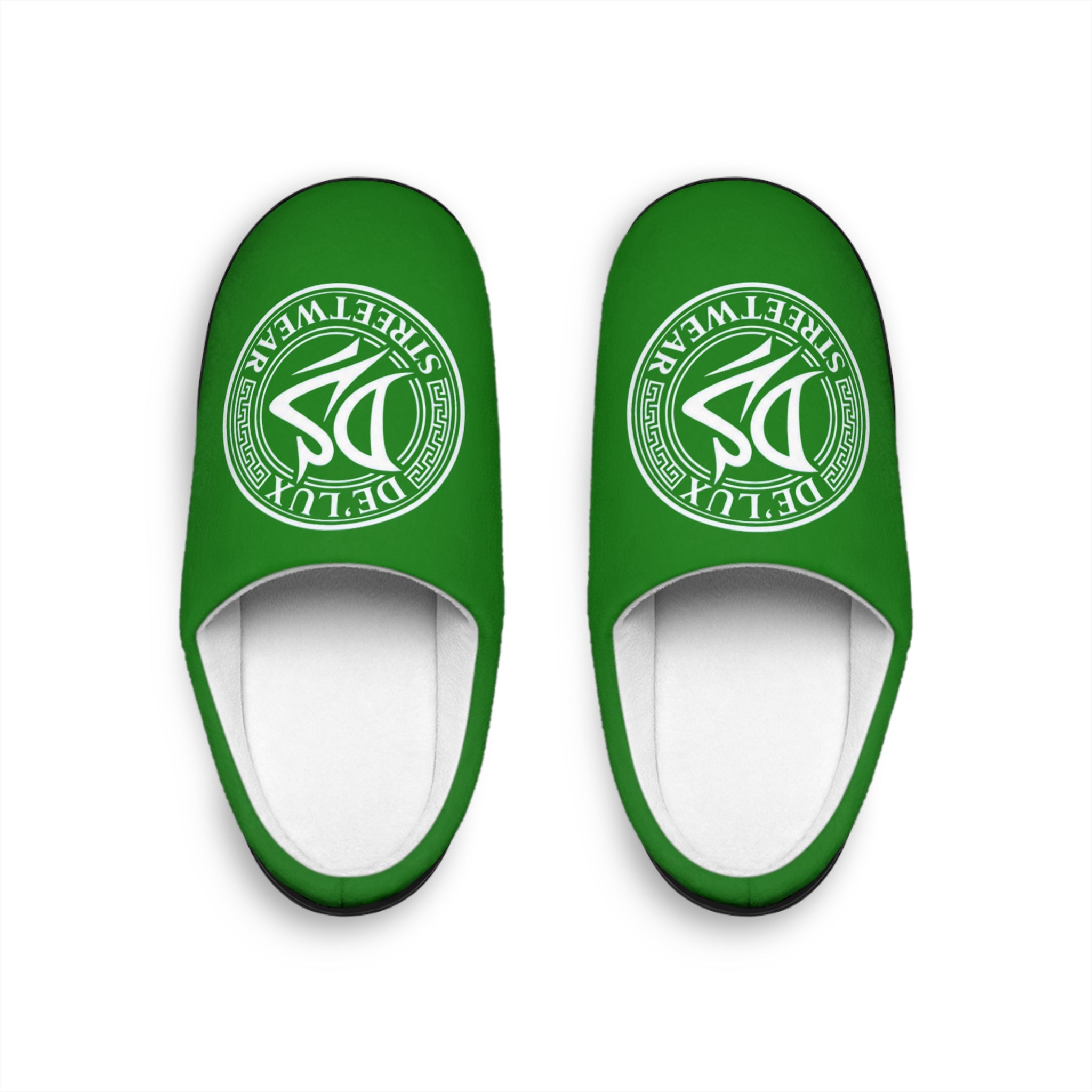 Green 'Deluxe Streetwear' Logo Men's Indoor Slippers