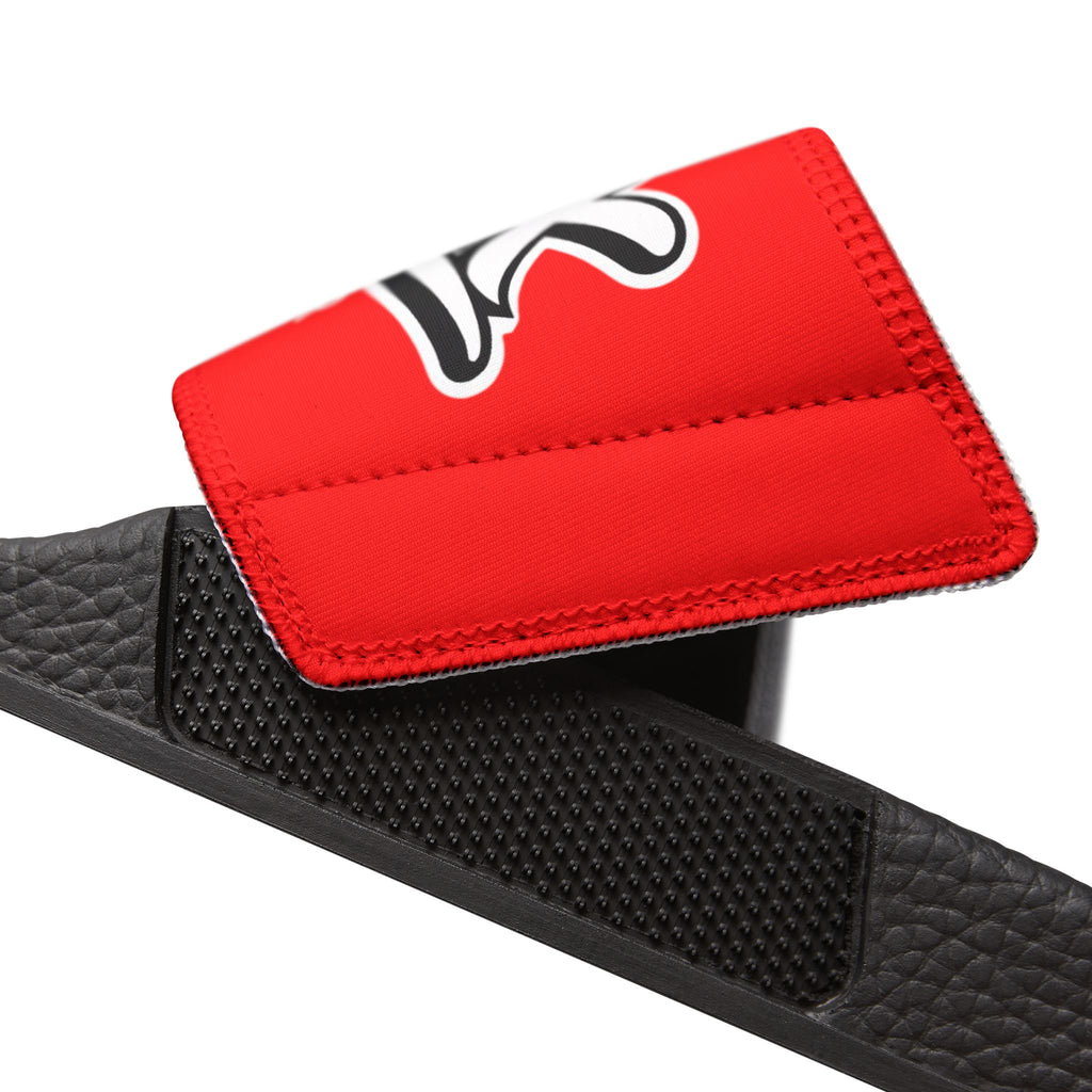 Youth Slide Sandals — Red "Delux Streetwear" Adjustable Strap