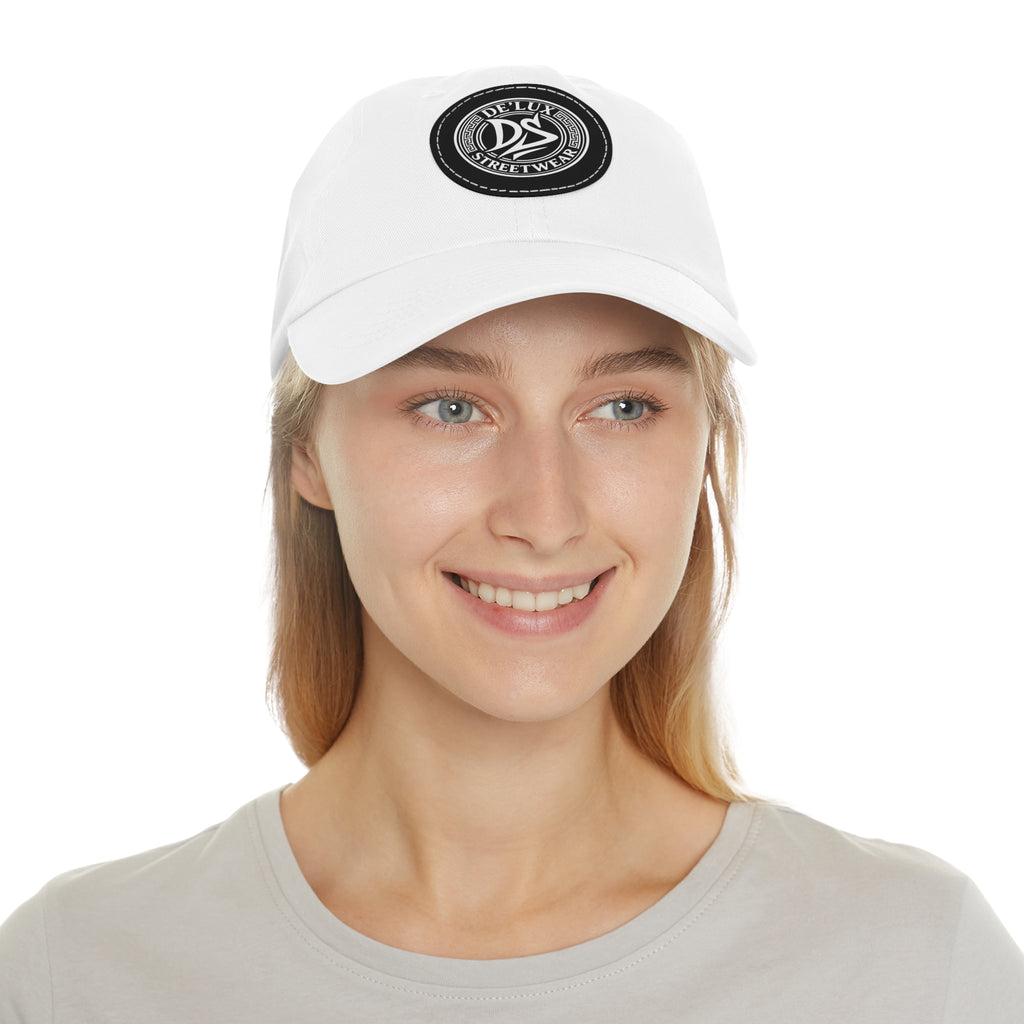 Deluxe Streetwear Leather Patch Dad Hat — Round Logo Cap