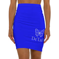De'LuX Blue Butterfly Pencil Skirt — Women's Mid-Waist Stylish Office & Casual Wear
