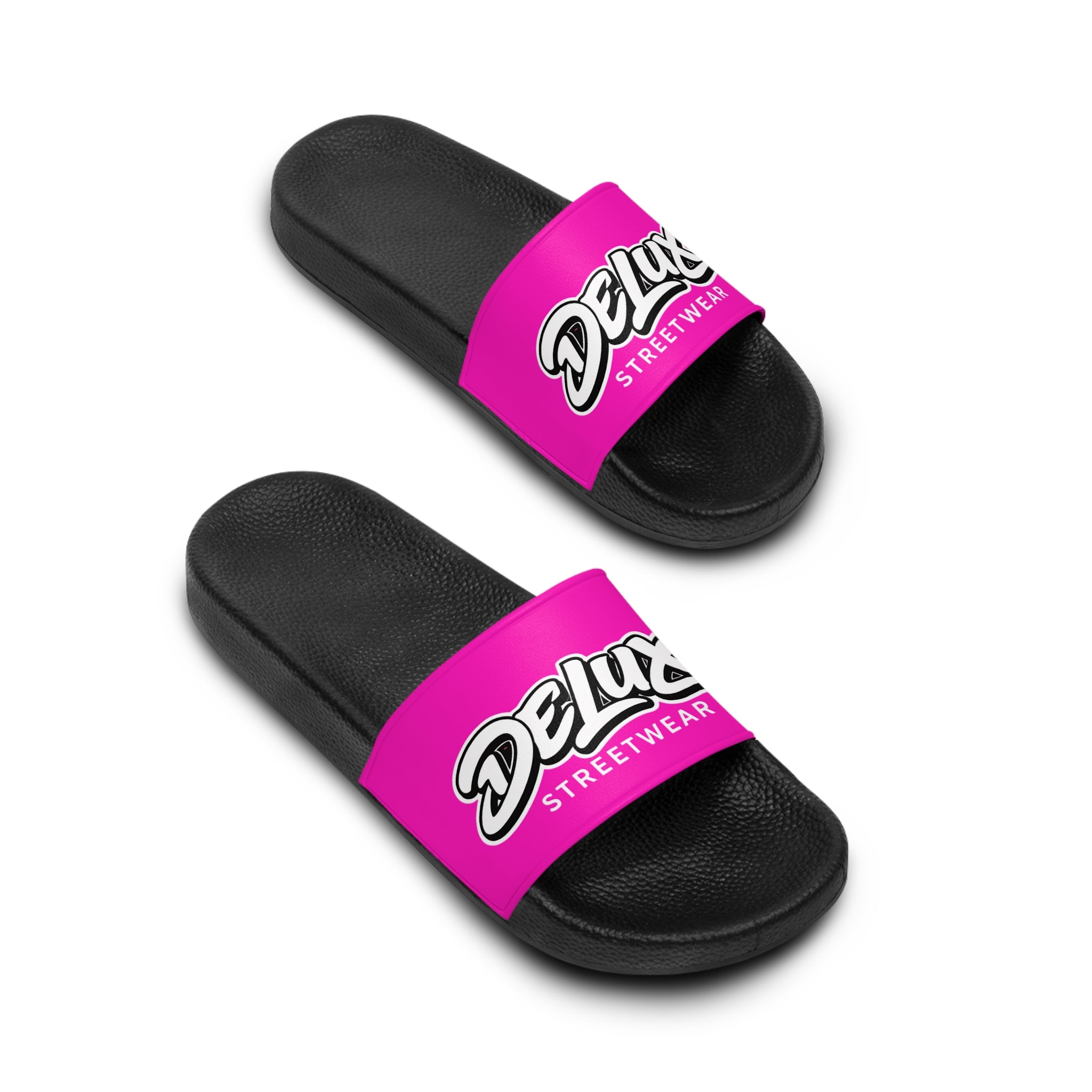 Women's Slide Sandals - Pink 'Delux Streetwear' Logo Slides