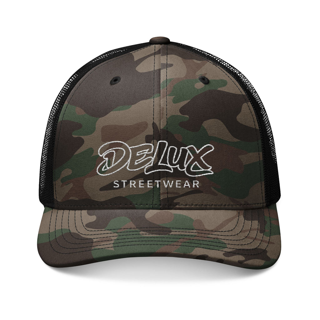 Camo Trucker Hat — DELUX Streetwear Embroidered Mesh Cap