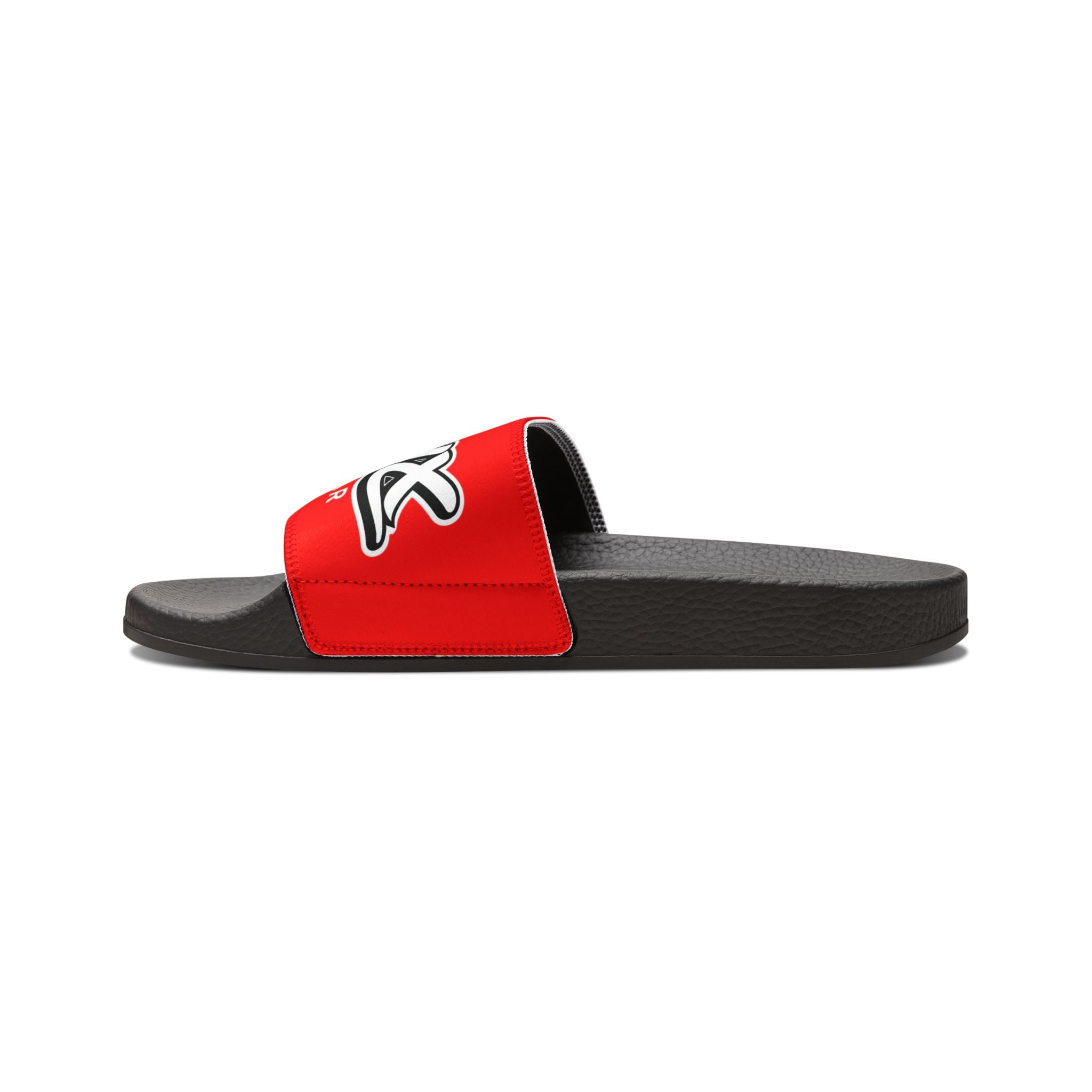 Youth Slide Sandals — Red "Delux Streetwear" Adjustable Strap