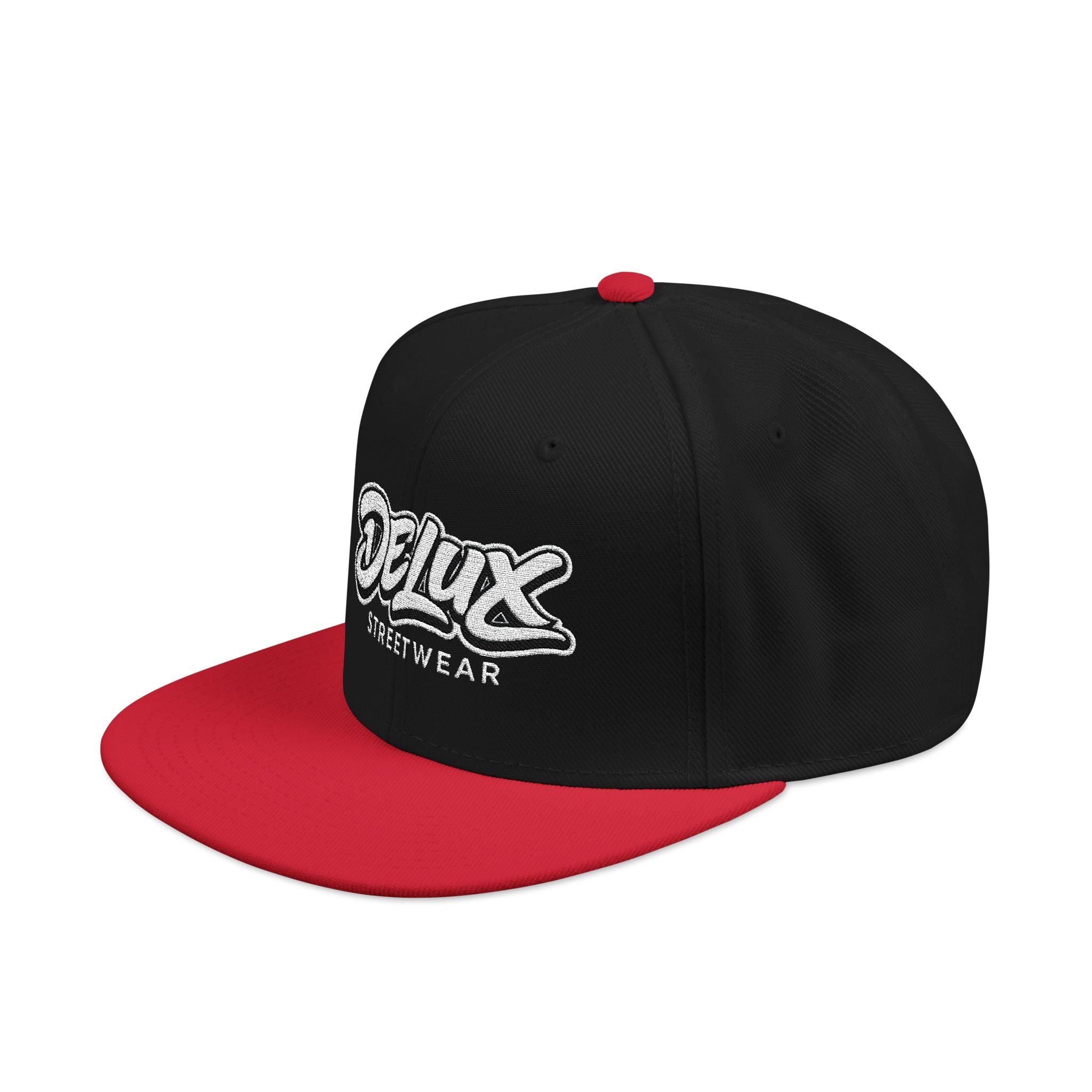 Mens Embroidered 'Delux' Snapback Cap – Streetwear Flat-Brim Hat