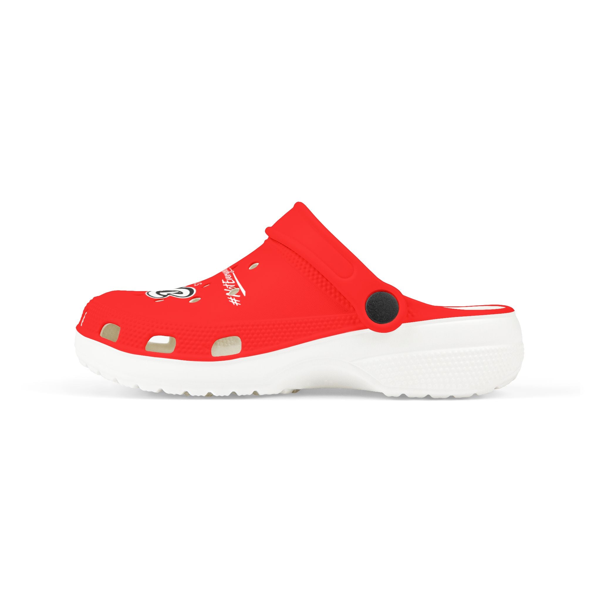 Kids Red Streetwear EVA Foam Clogs — 'Delux' Graphic Slip-On Sandals