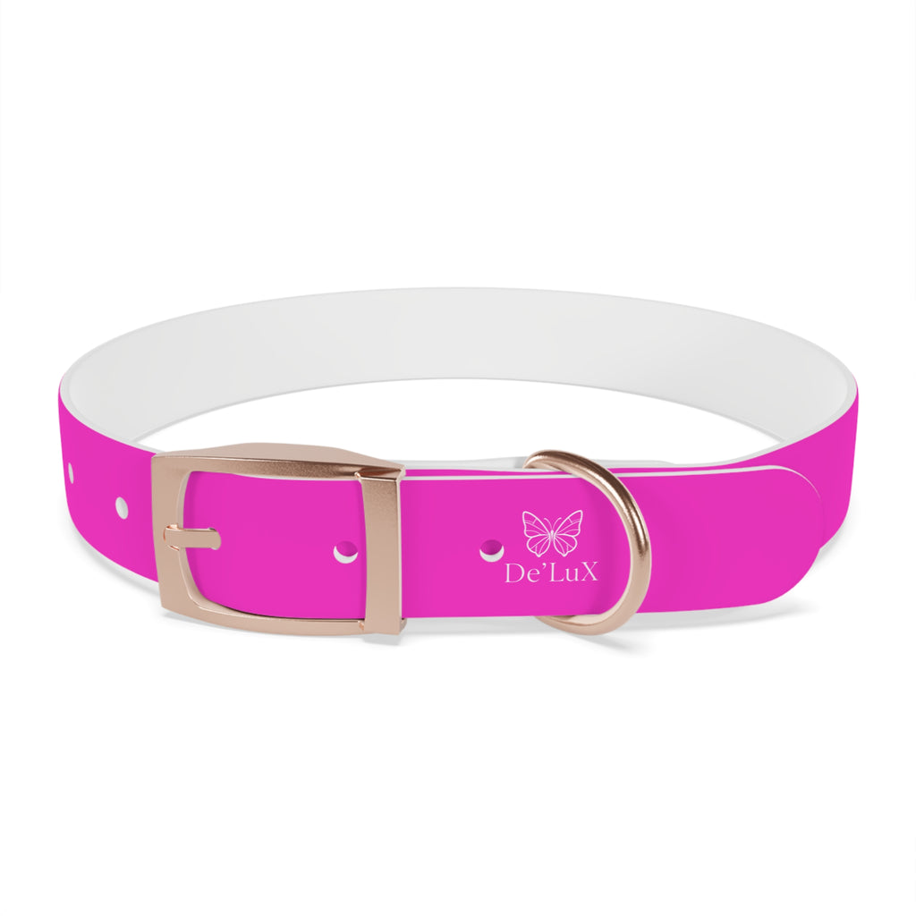Bright Pink Dog Collar — De'Lux Butterfly Adjustable Pet Collar