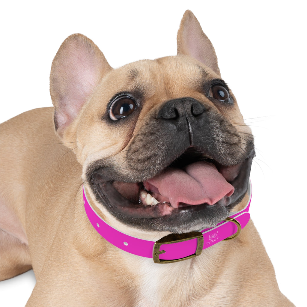 Bright Pink Dog Collar — De'Lux Butterfly Adjustable Pet Collar