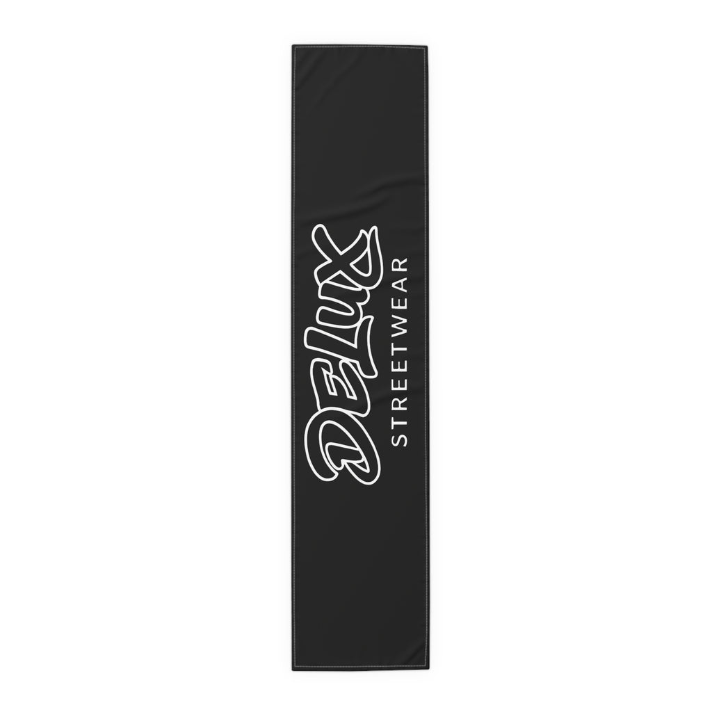 Delux Streetwear Black Logo Table Runner — Modern Minimalist Dining Decor