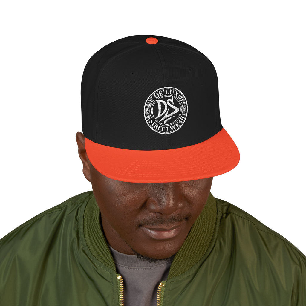 Embroidered Snapback Hat — Vintage Circle Logo Streetwear Cap