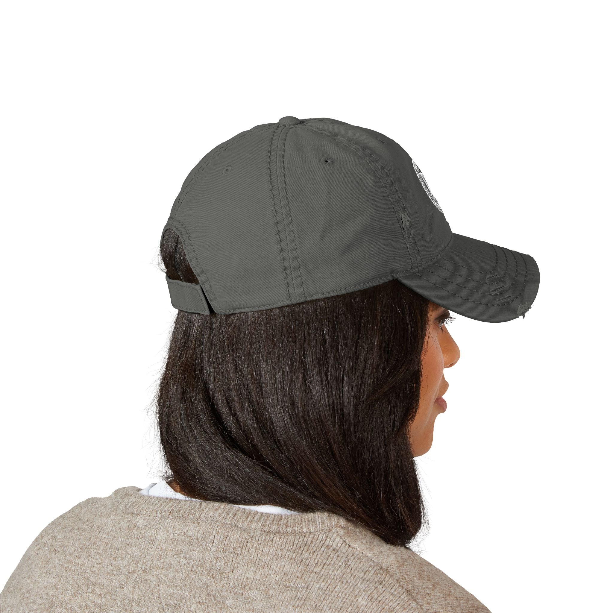 Distressed Embroidered Dad Hat — Vintage Washed Baseball Cap with DS Logo