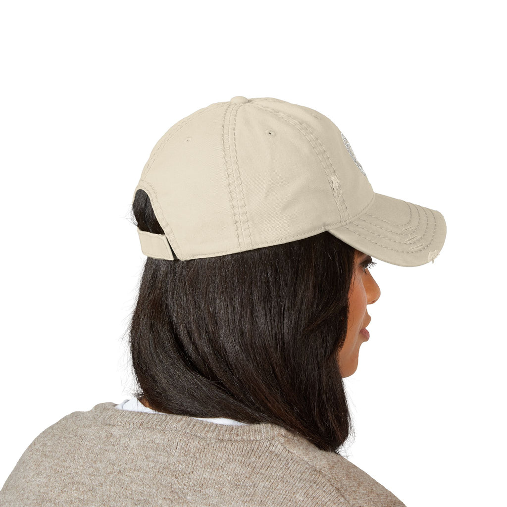 Distressed Embroidered Dad Hat — Vintage Washed Baseball Cap with DS Logo