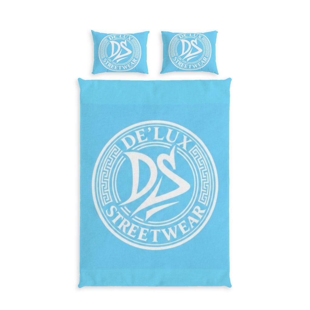 Streetwear Logo Cotton Bed Set – De'Lux DS Blue Duvet Cover & Pillowcases