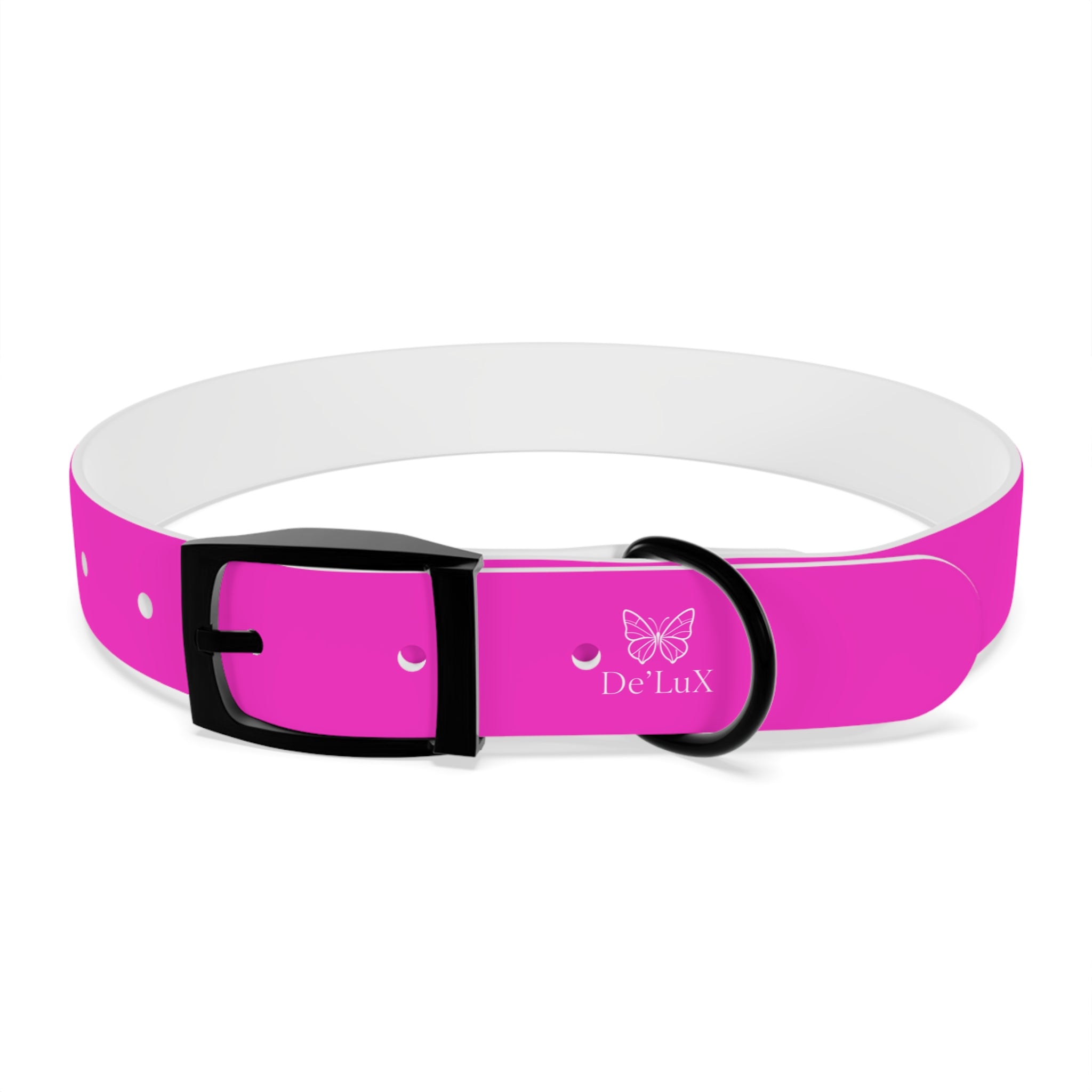 Bright Pink Dog Collar — De'Lux Butterfly Adjustable Pet Collar