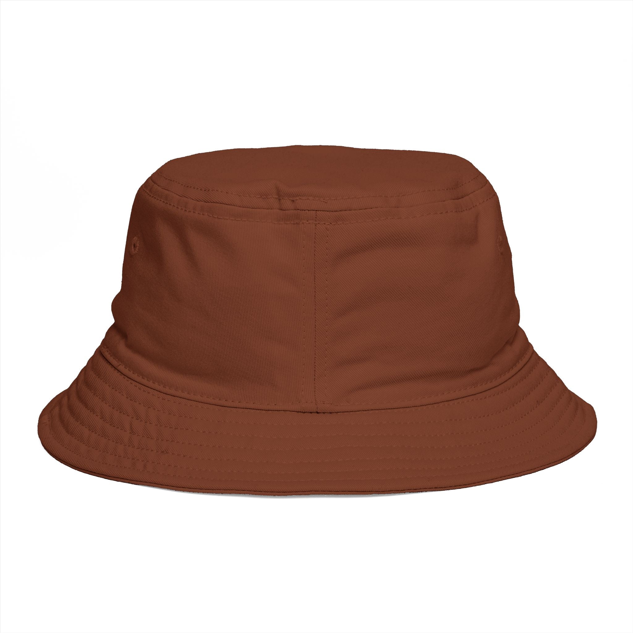 DELUX Brown Bucket Hat — Retro Logo Casual Sun Hat