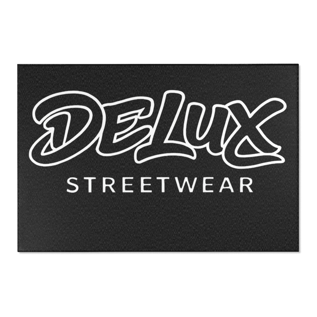Delux Streetwear Black Logo Area Rug — Modern Urban Entryway Mat