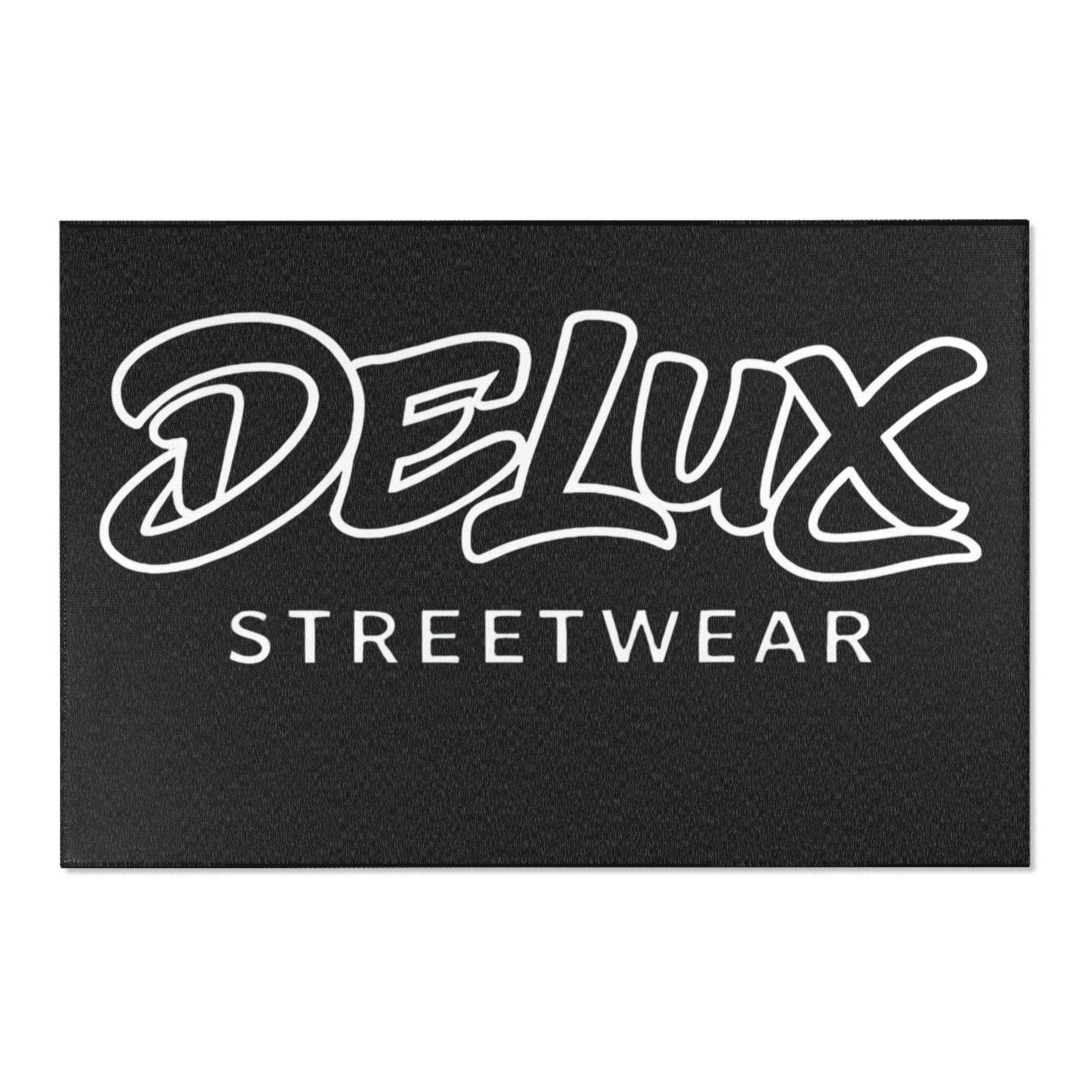 Delux Streetwear Black Logo Area Rug — Modern Urban Entryway Mat