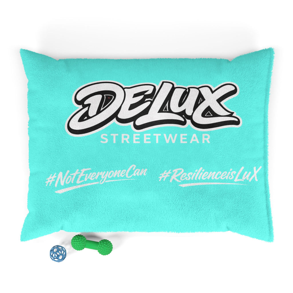 Pet Bed — Delux Streetwear Turquoise Plush Pillow with “Delux Streetwear” & #NotEveryoneCan Print