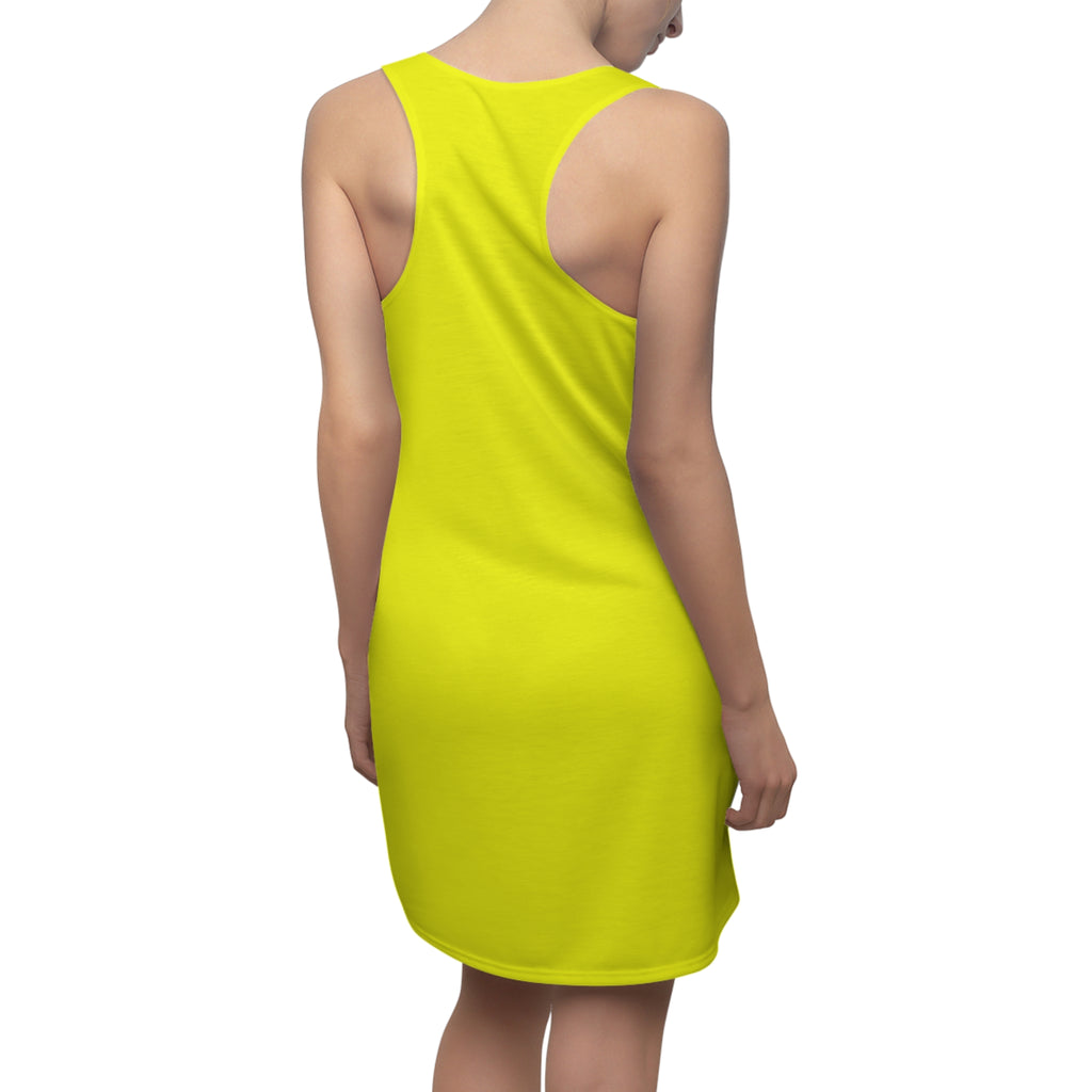 Racerback Dress — Neon Yellow Active Sundress with Subtle Chest Emblem
