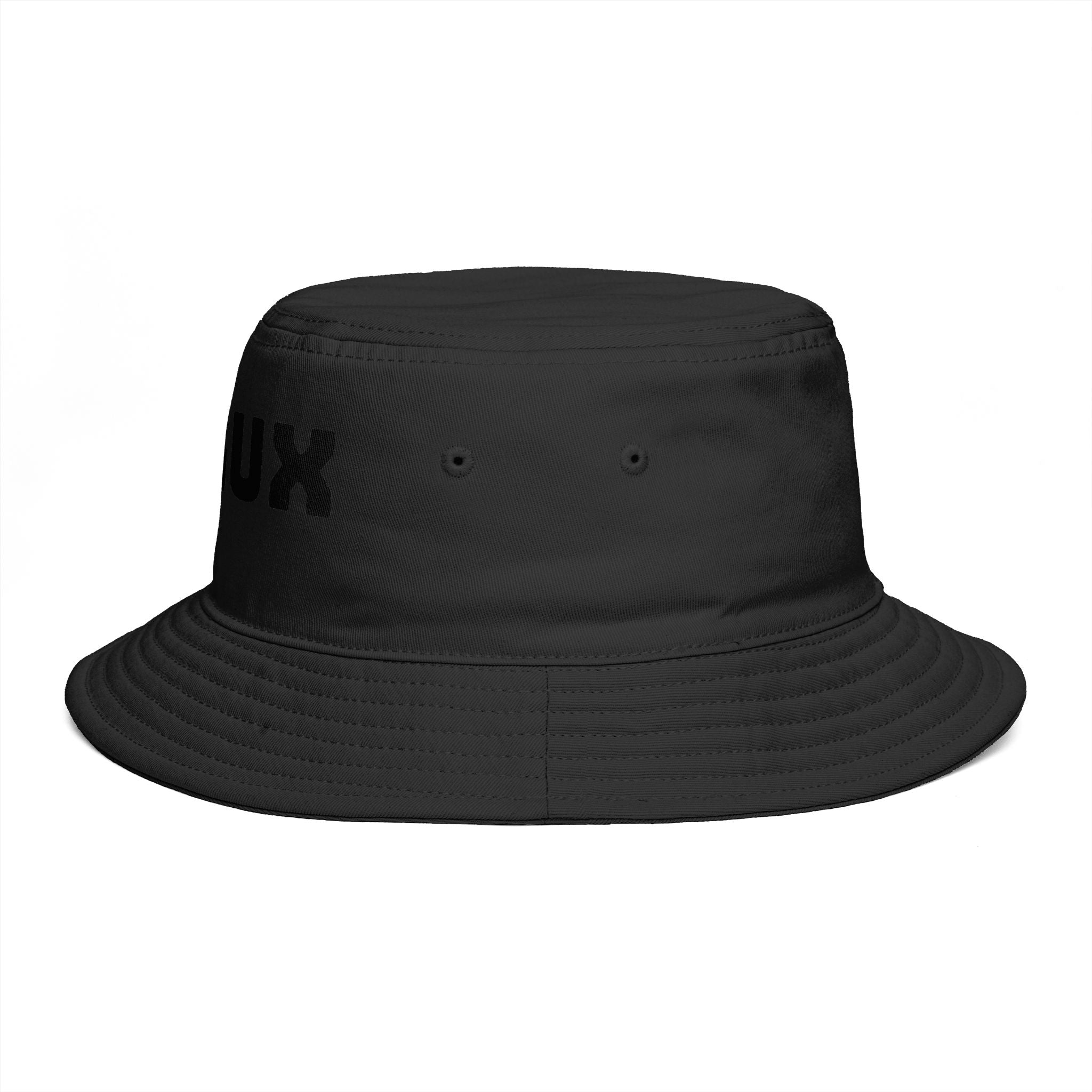 DELUX Brown Bucket Hat — Retro Logo Casual Sun Hat