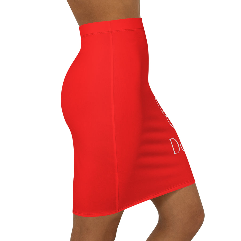 Red Butterfly "De'LuX" Pencil Skirt — Women's Mid-Waist Chic