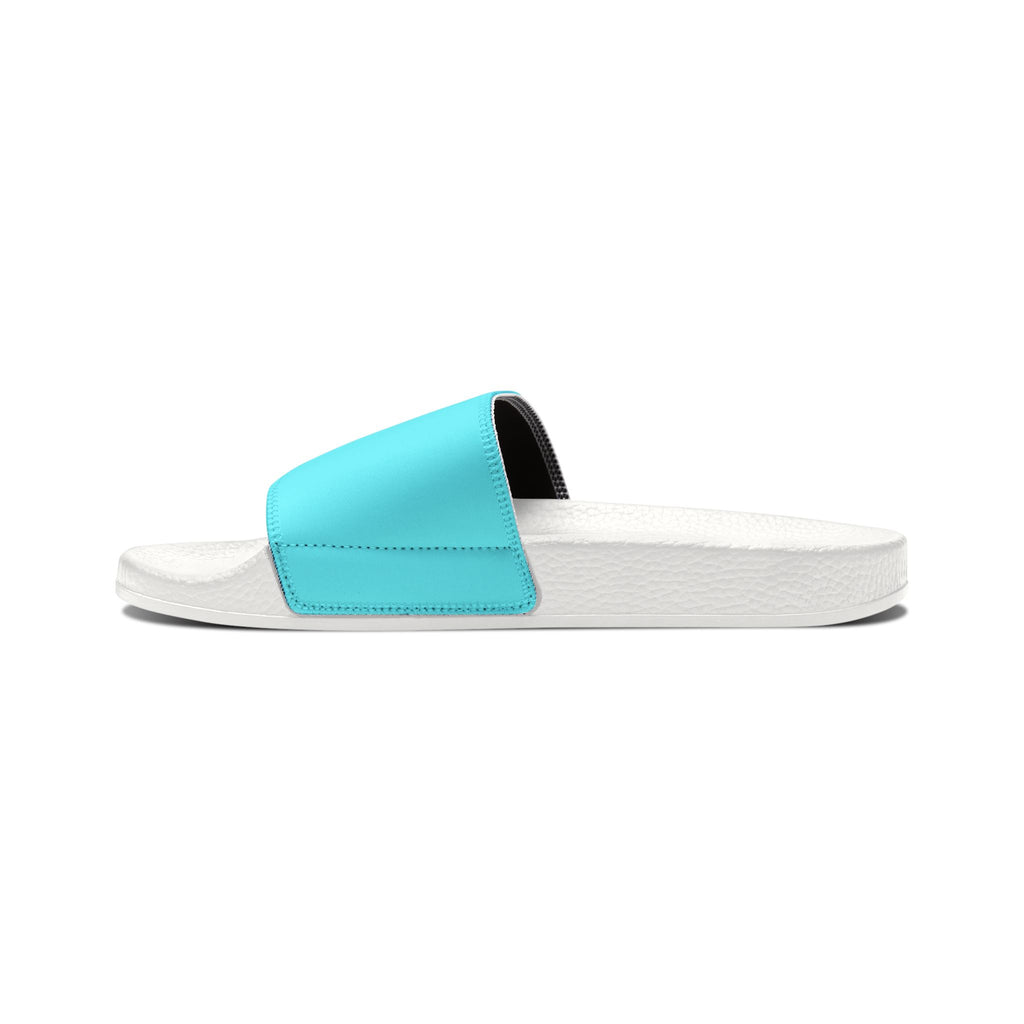 Women's Removable-Strap Slide Sandals — Personalized Aqua Slides with Bow Accent