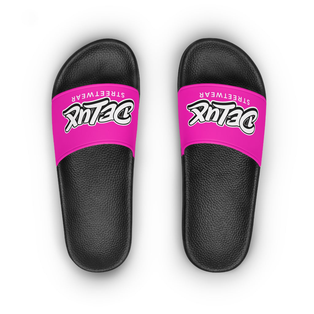 Women's Slide Sandals - Pink 'Delux Streetwear' Logo Slides