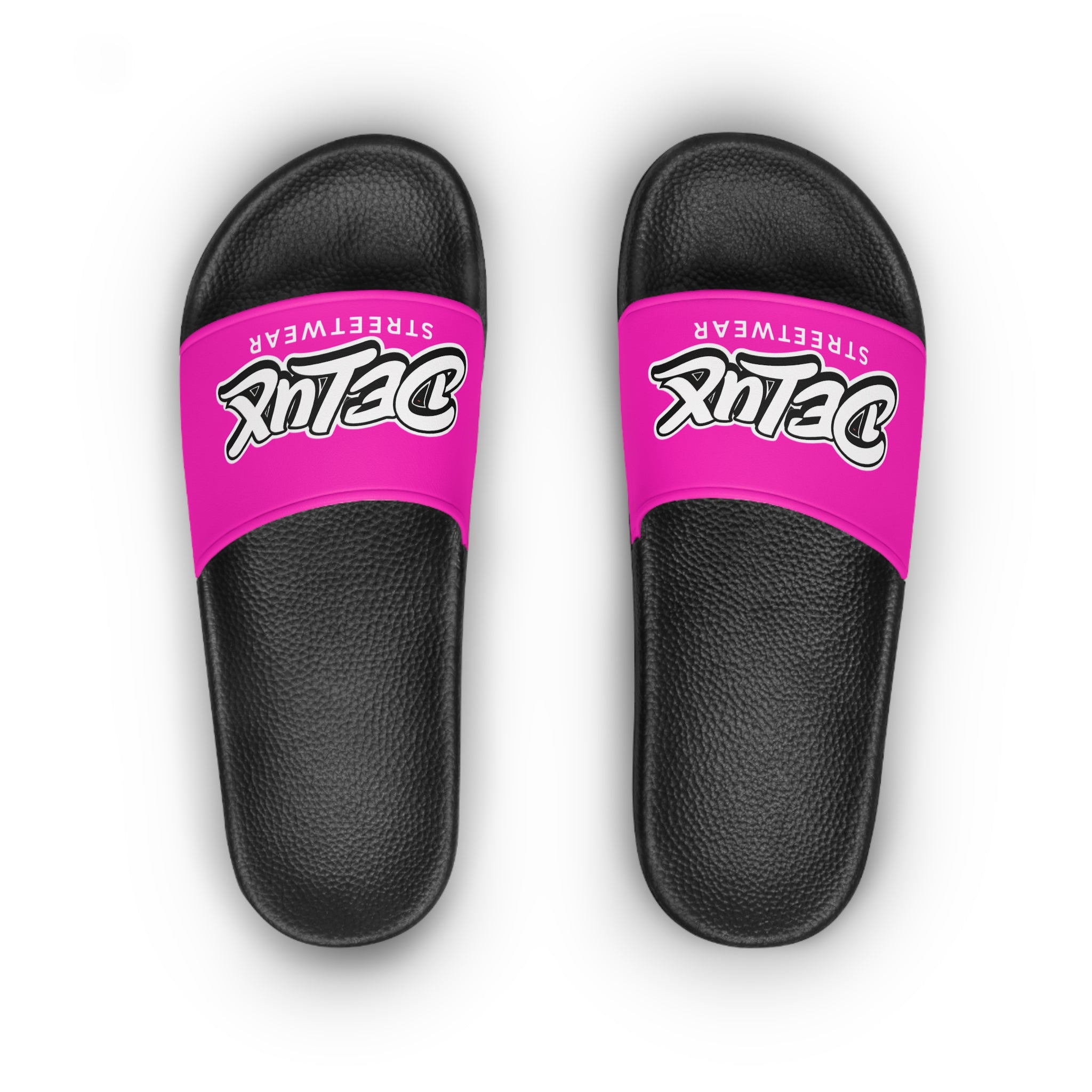Women's Slide Sandals - Pink 'Delux Streetwear' Logo Slides