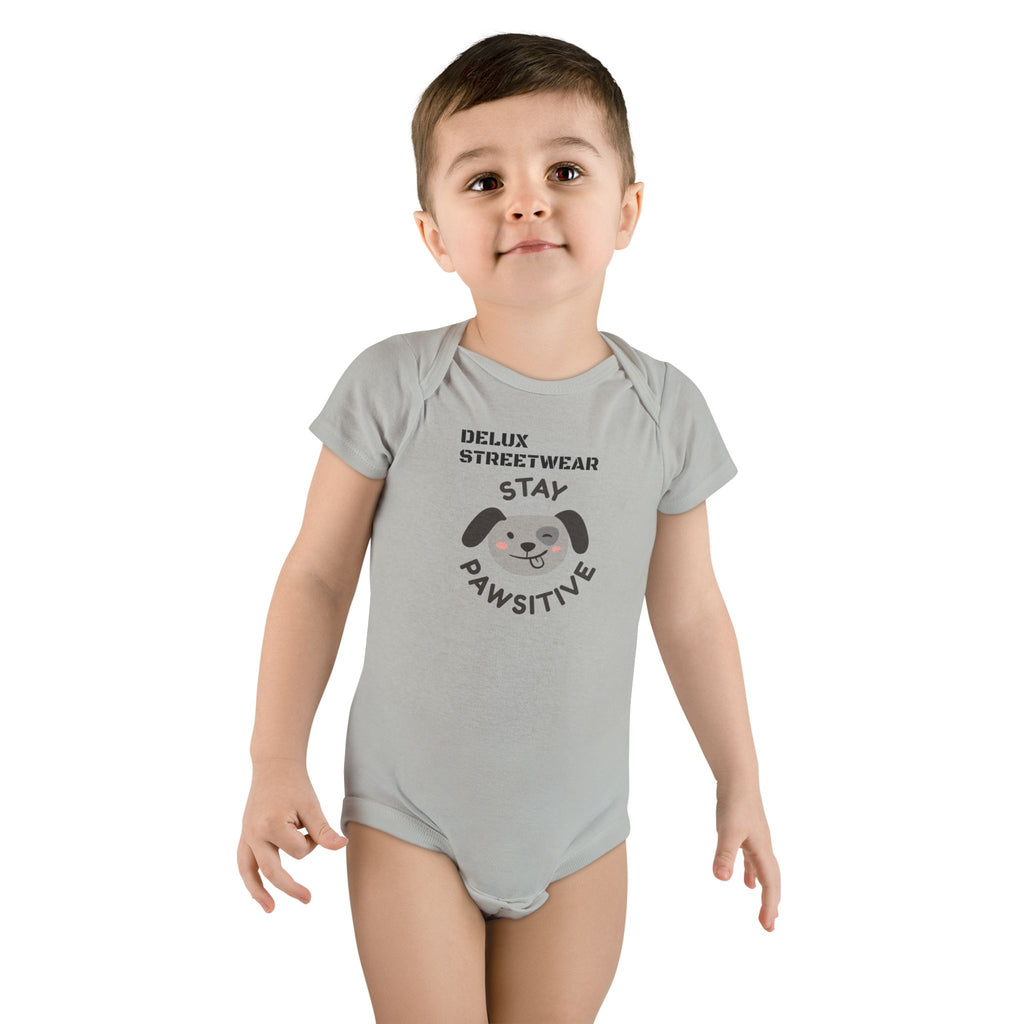 Baby Onesie - "Stay Pawsitive" Cute Dog Graphic Infant Bodysuit