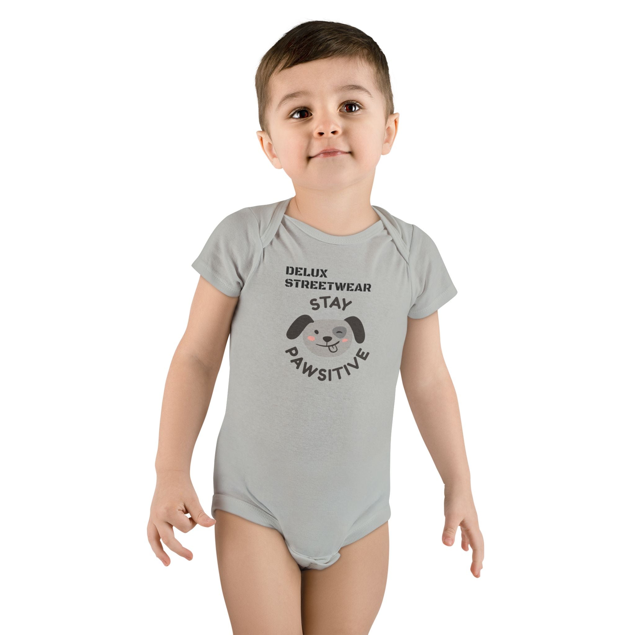 Baby Onesie - "Stay Pawsitive" Cute Dog Graphic Infant Bodysuit