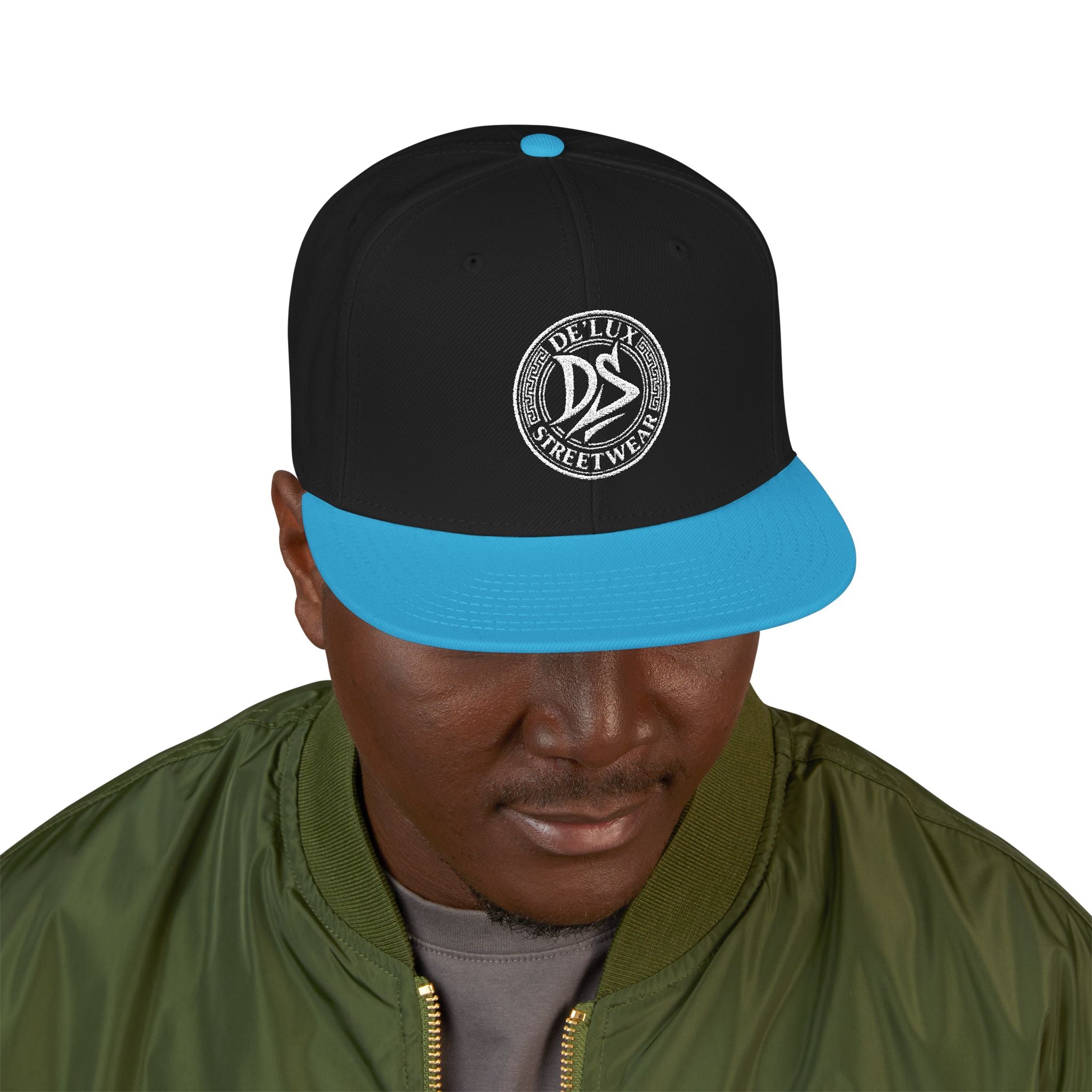 Embroidered Snapback Hat — Vintage Circle Logo Streetwear Cap