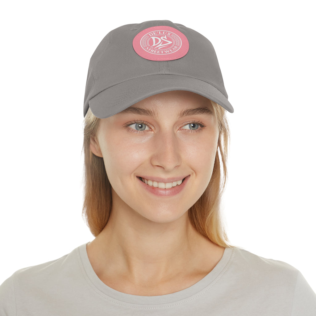Deluxe Streetwear Leather Patch Dad Hat — Round Logo Cap