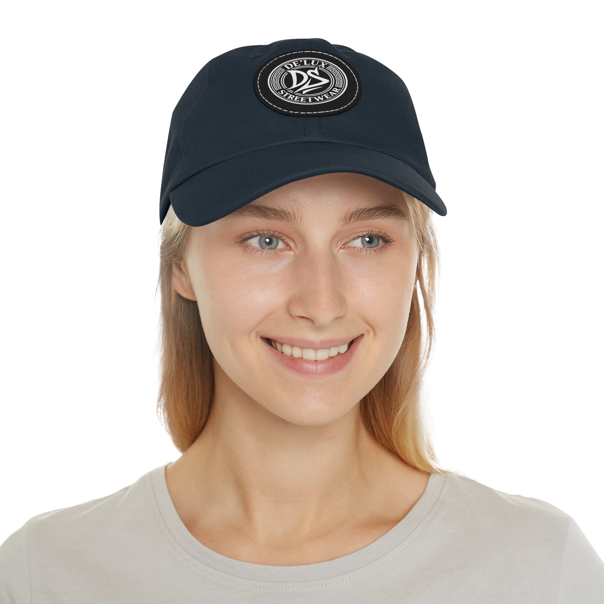 Deluxe Streetwear Leather Patch Dad Hat — Round Logo Cap