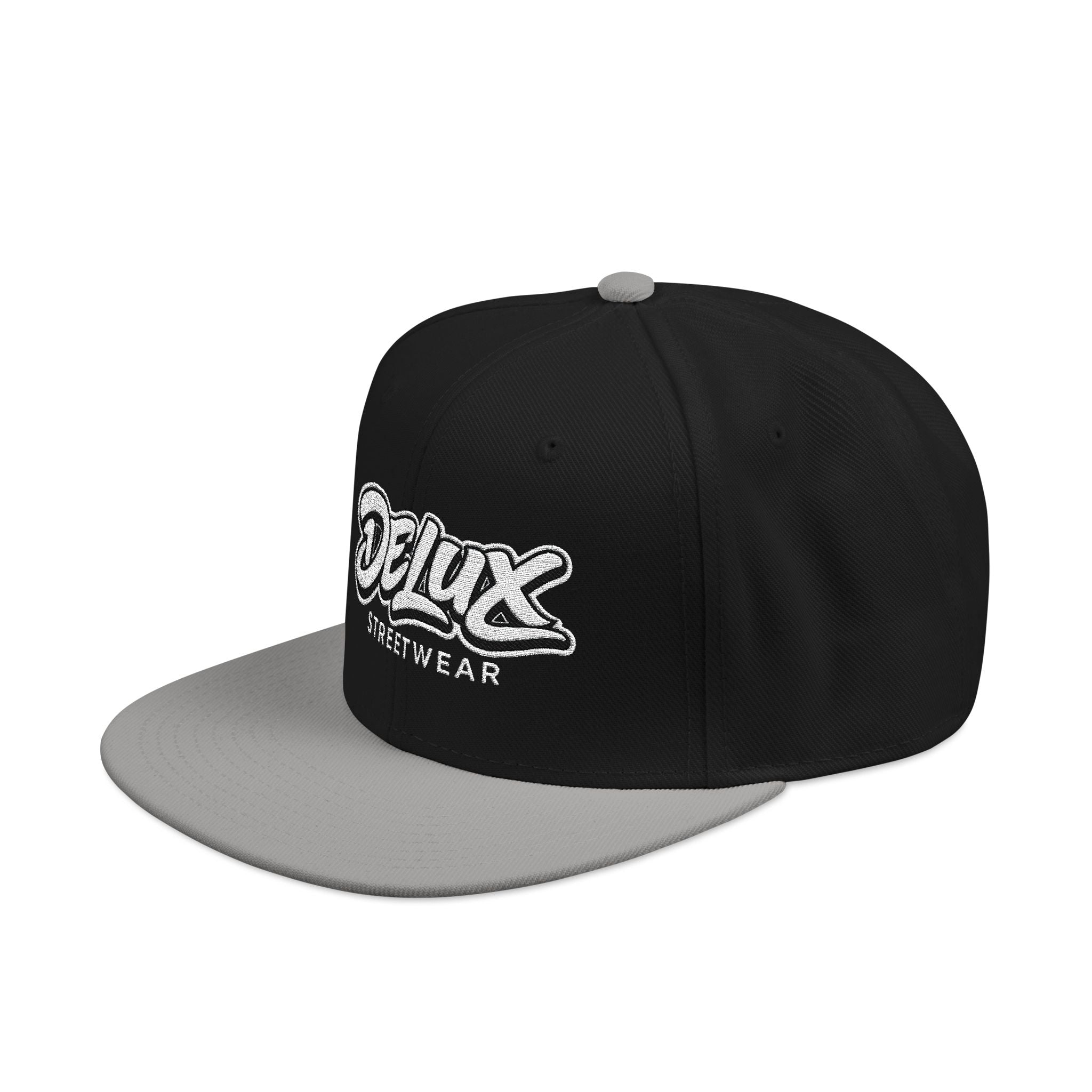 Mens Embroidered 'Delux' Snapback Cap – Streetwear Flat-Brim Hat