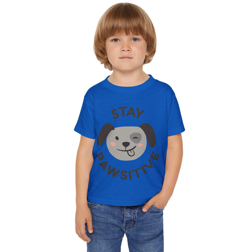 Toddler T-Shirt — "Stay Pawsitive" Cute Winking Puppy Kids Tee