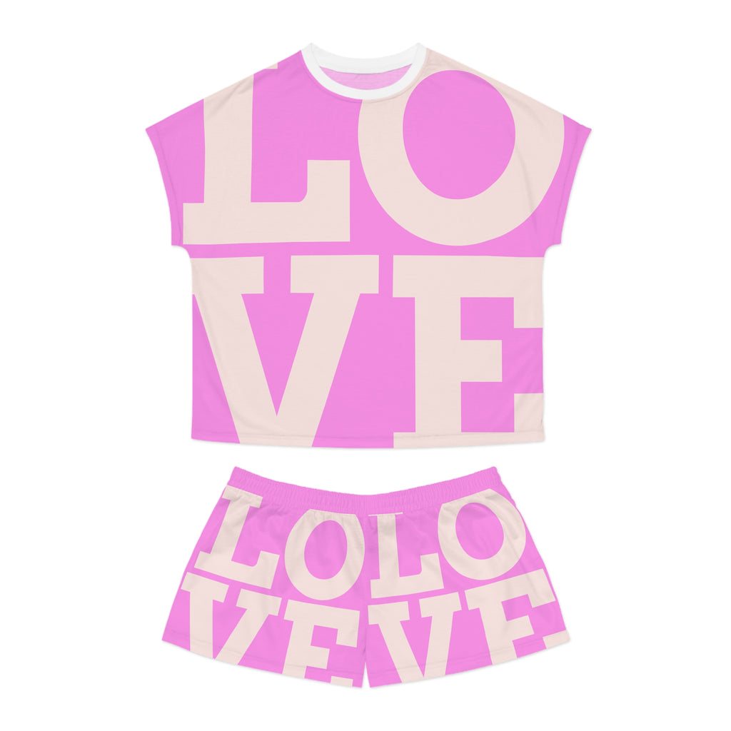 LOVE Pink Women's Short Pajama Set — Cute Graphic Sleepwear