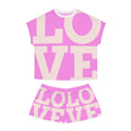 LOVE Pink Women's Short Pajama Set — Cute Graphic Sleepwear