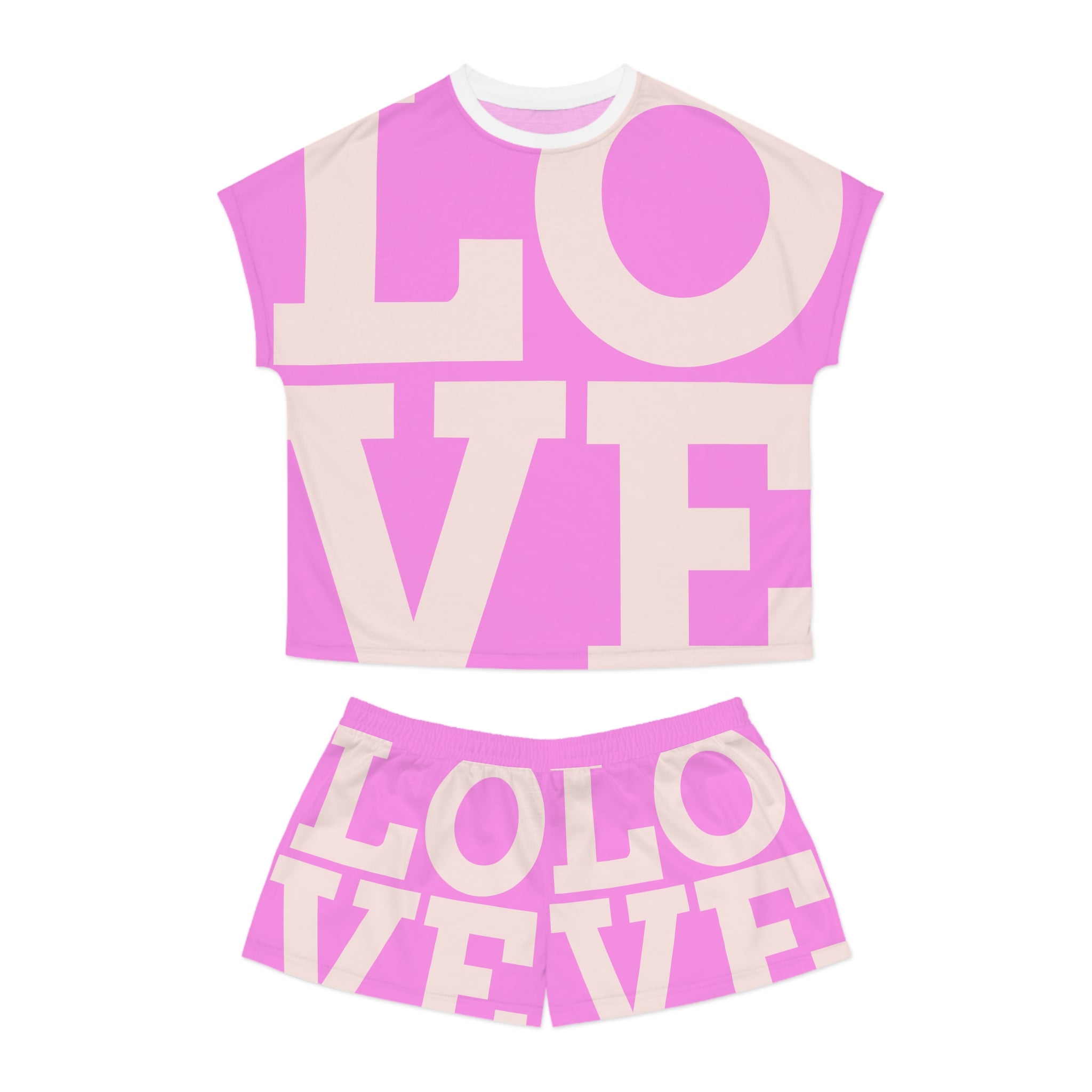 LOVE Pink Women's Short Pajama Set — Cute Graphic Sleepwear