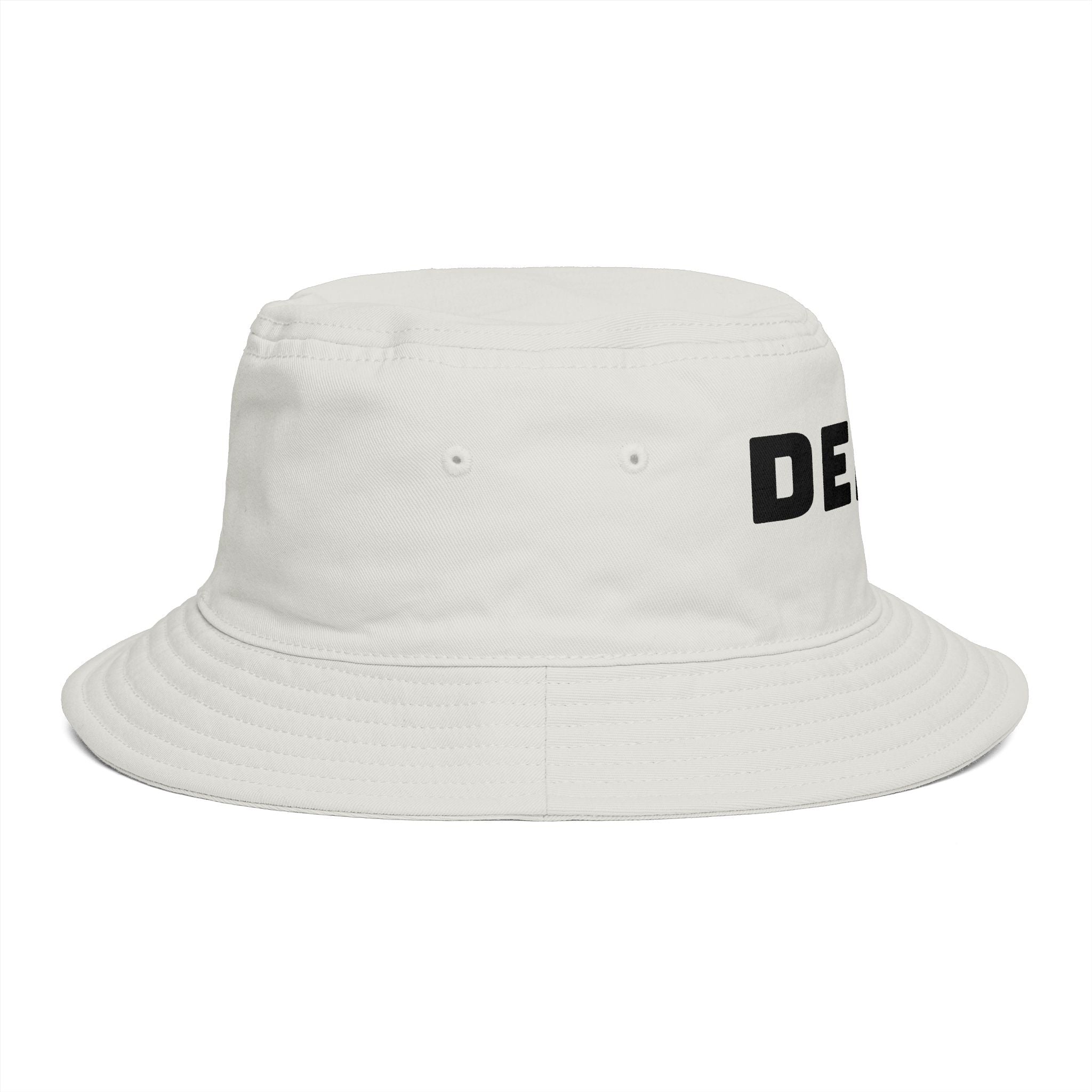 DELUX Brown Bucket Hat — Retro Logo Casual Sun Hat