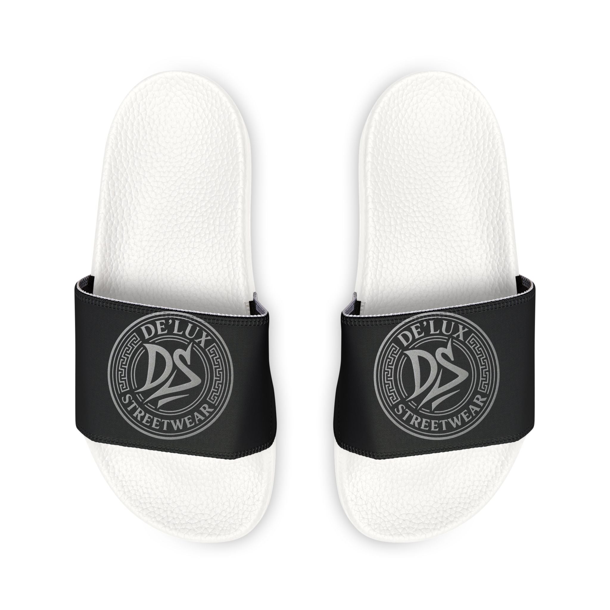 Men's Removable-Strap Slide Sandals — Black Logo Comfort Slides