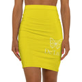 Yellow Butterfly Pencil Skirt — Women's Mid-Waist Floral Graphic Skirt