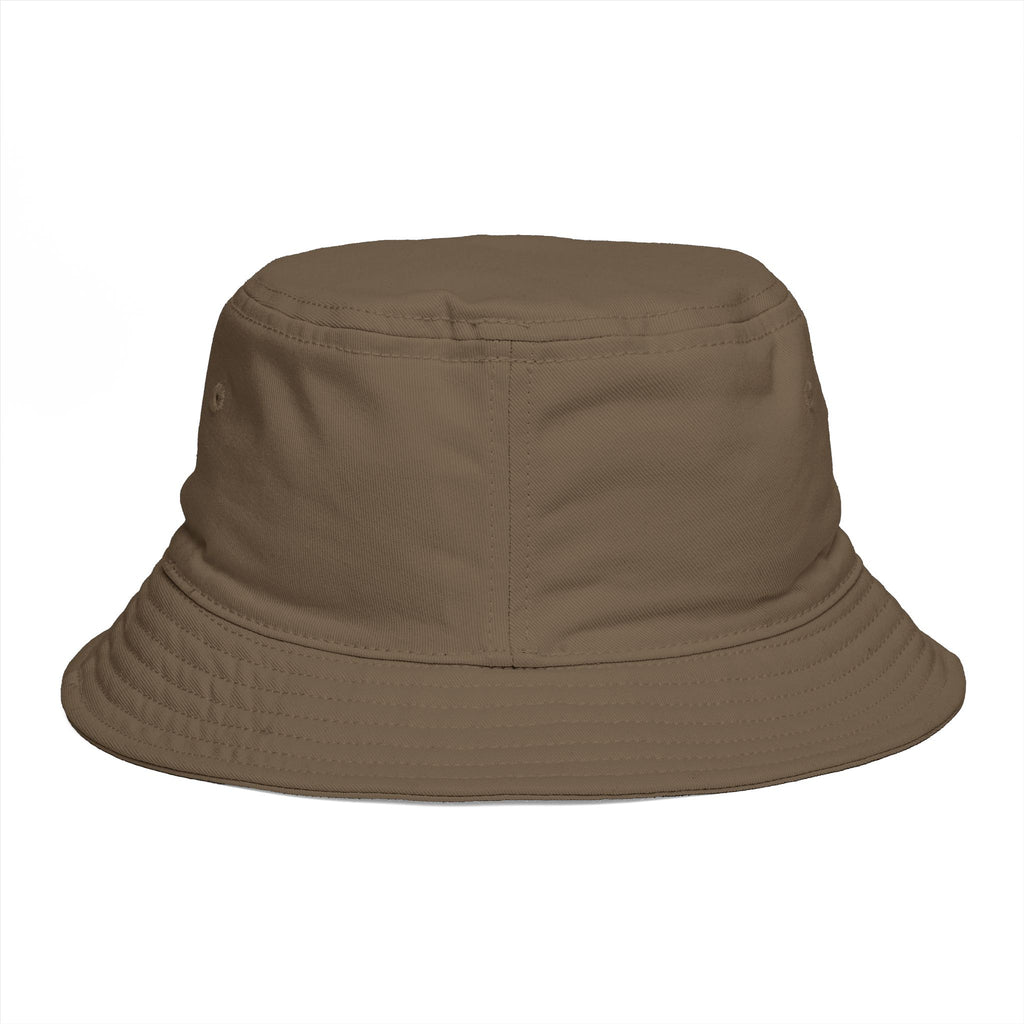 DELUX Brown Bucket Hat — Retro Logo Casual Sun Hat