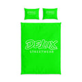 Duvet Cover — Neon Green “DELUX Streetwear” Cotton Bed Set