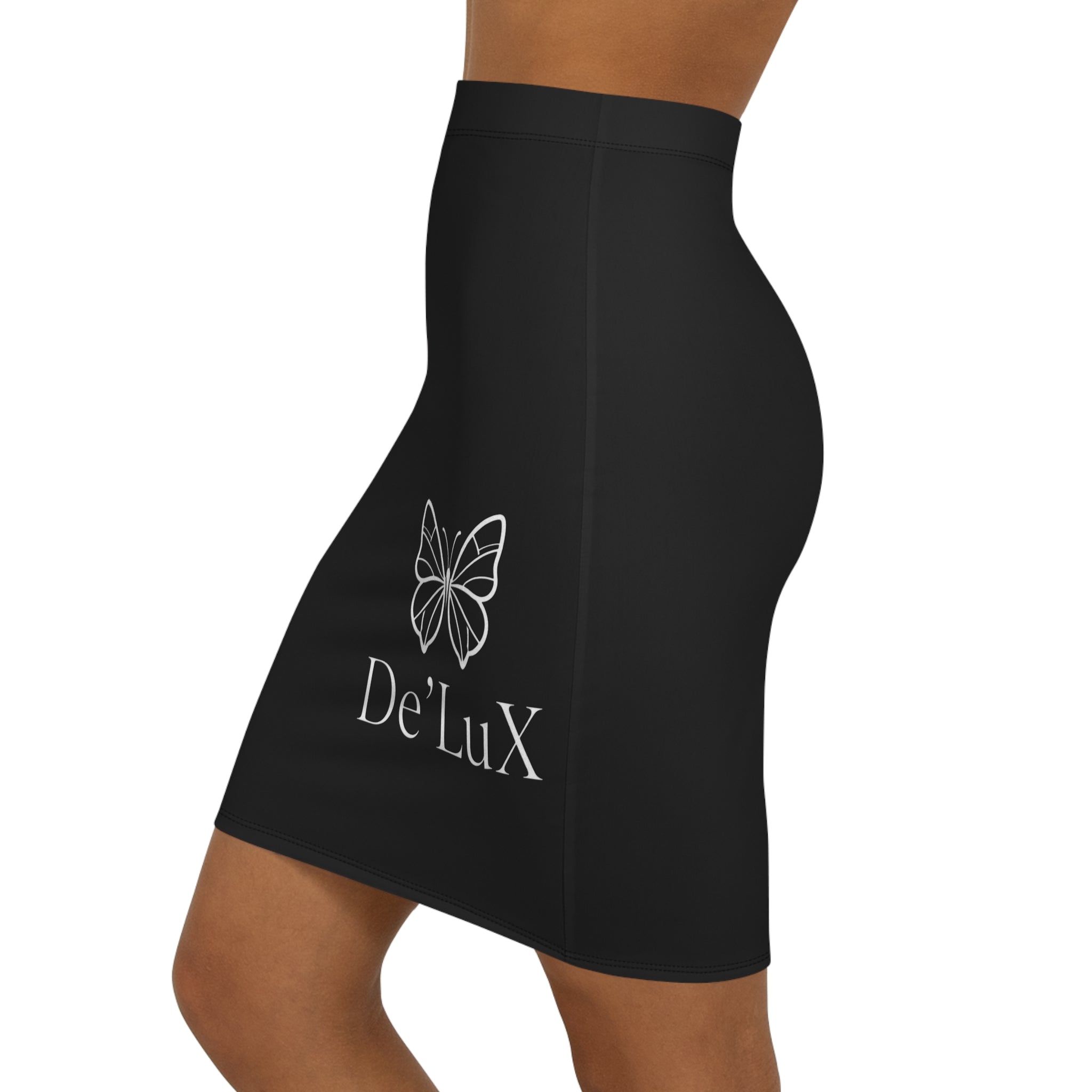 De'Lux Butterfly Black Pencil Skirt — Mid-Waist Chic Corporate & Evening Wear