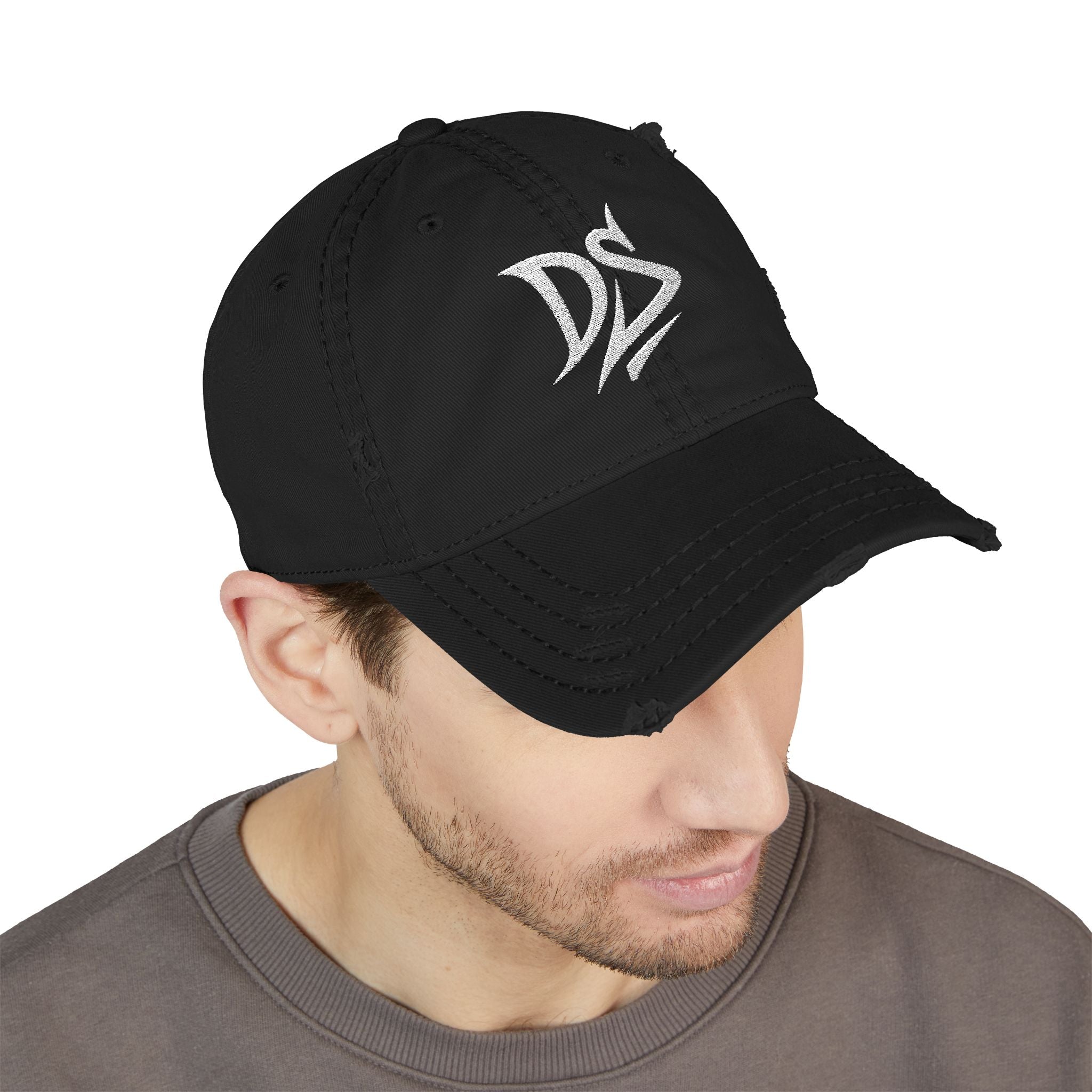 Distressed Embroidered Dad Hat — Vintage ‘DS’ Logo Cap
