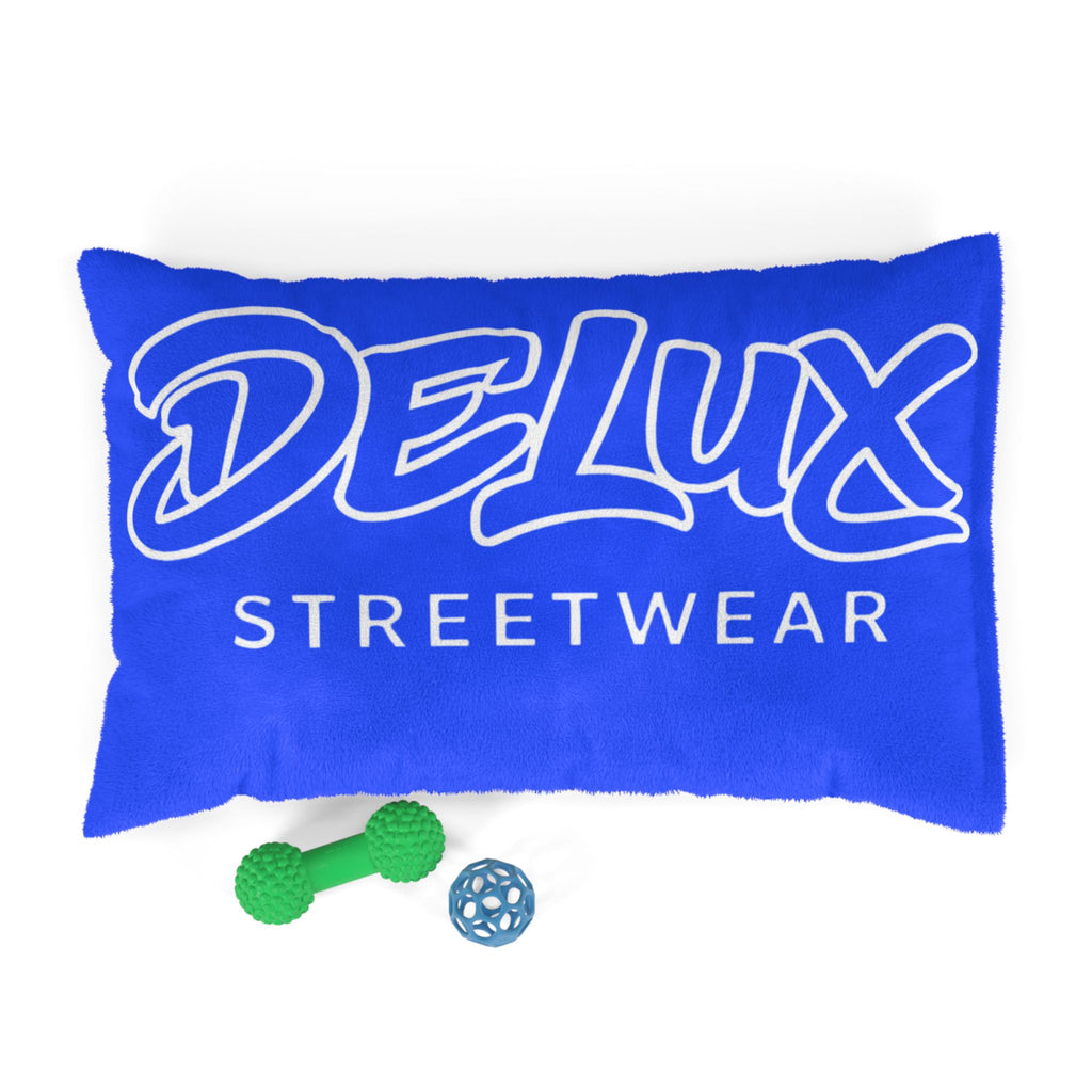 Delux Streetwear Blue Pet Bed – Cozy Designer Logo Cushion for Dogs & Cats