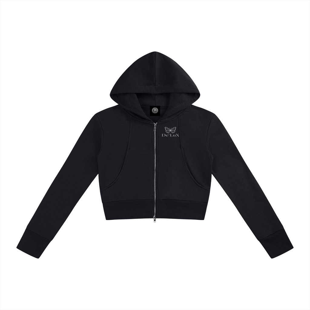 DeLuX Women’s Slim Crop Full Zip Hoodie